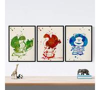 Nacnic Set 3 Stampe artistiche con Immagini di Mafalda. Pittura in Stile Nordico. Disegno con Poster in Stile scandinavo. Colori acquerelli e Vivaci. cameretta Bambini.