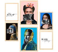 Nacnic Set De 6 Iconic Frida Van Gogh Pósters A3 y A4 6 light wooden frames