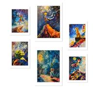 Nacnic Set De 6 Personajes Infantiles Pósters Con Ilustración De Diseño Para Decorar Las Paredes Del Hogar Habitaciones, Oficina Tienda Y Negocio A3 Y A4 Sin Marco