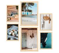 Nacnic Set de 6 Posters de fotografía de Ibiza Spain 1. Posters para decorar. Estampados decorativos estéticos para su sala de estar, dormitorio, hogar Tamaños A4 y A3 con marcos de madera ligera