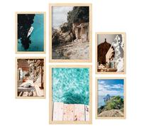 Nacnic Set de 6 Posters de fotografía de Ibiza Spain 2. Posters para decorar. Estampados decorativos estéticos para su sala de estar, dormitorio, hogar Tamaños A4 y A3 con marcos de madera ligera