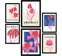 Nacnic Set de 6 Posters Florales. Jardín. Láminas de Naturaleza y Botánica para el Diseño y Decoración de Interiores. Tamaños A3 & A4, sin marcos.