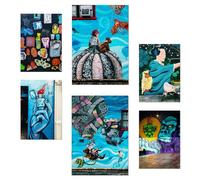 Nacnic Set De 6 Pósters Graffiti Turquesa, Azul, Arte Callejero Ilustración De Diseño Para Decorar Las Paredes Del Hogar Habitaciones A3 Y A4 Sin Marco