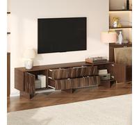 NADEUSAK Soporte para TV, color nogal, 180 x 40 x 56 cm, 4 cajones y 2 puertas de armario, diseño ondulado, mueble para TV, armarios bajos, armario de salón