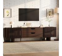 NADEUSAK Soporte para TV de 180 x 40 x 45 cm, color nogal, dispone de dos cajones y puertas de armario únicas, mueble de TV, armarios bajos, armario para salón, armario para televisión