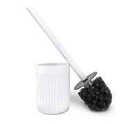 Nadi Collection | Escobilla de baño-WC-Inodoro | Resina | Color Negro Mate | Cepillo Negro Desmontable | 9.4cm ∅ x 35.5 cm Alto (Blanco)