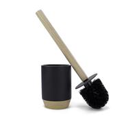 Nadi Collection Escobilla WC Negra Aries, Escobillero de Baño Negro Mate para Inodoro, Resina y Madera, Cepillo Negro Desmontable, 9,1 x 34,5 cm