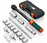 NADOKHI 16 Piezas Llave Dinamométrica 3/8" Set, 5-60Nm, Precisión ±3% | 72 Dientes, con Extensión 250mm, Junta Universal, Vasos de Bujía, Bits, para Reparación de Coche, Moto, Bujías y Cárter