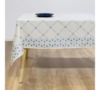 NAF NAF Mantel Antimanchas Rectangular 100% Algodón Resinado, Impermeable e Hidrófugo, Tacto Suave, Resistente a Derrames y Fácil Limpieza, Color Azul (100x150cm)