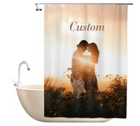 Naispanda Cortina de Ducha Personalizada con Texto Fotográfico, Impermeable, con 12 Ganchos, para Baño, Hotel, Decoración del Hogar, Tela Resistente, Impresión HD