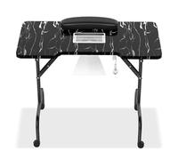 NAIZY Mesa de uñas con aspiración, mesa de manicura plegable, incluye reposabrazos, cajones y bolsa de transporte, salón de uñas, portátil, mesa de manicura, aspiradora de uñas, 94 x 48 x 72, negro