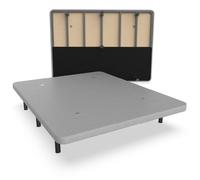 NALUI - Base Tapizada 120x200 cm de Acero con 7 patas de Altura 25cm, Gran Estabilidad con 5 Barras Transversales, Tejido 3D Transpirable y 4 Válvulas de Aireación | Fabricado en España | Gris