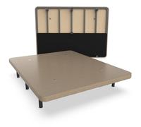 NALUI - Base Tapizada 135x190 cm de Acero con 7 patas de Altura 25cm, Gran Estabilidad con 5 Barras Transversales, Tejido 3D Transpirable y 4 Válvulas de Aireación | Fabricado en España | Beig