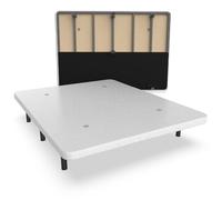 NALUI - Base Tapizada 135x200 cm de Acero con 7 patas de Altura 25cm, Gran Estabilidad con 5 Barras Transversales, Tejido 3D Transpirable y 4 Válvulas de Aireación | Fabricado en España | Blanco