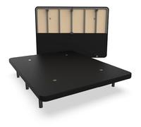 NALUI - Base Tapizada 140x200 cm de Acero con 7 patas de Altura 25cm, Gran Estabilidad con 5 Barras Transversales, Tejido 3D Transpirable y 4 Válvulas de Aireación | Fabricado en España | Negro