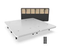NALUI - Base Tapizada 200x200cm Reforzada con 12 patas Alto 25cm y 5 Barras Transversales, Tapizado 3D y 8 Válvulas de Aireación | Fabricado en España | Blanco (2 Bases De 100cm con Pletinas de Unión)
