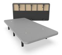 NALUI - Base Tapizada 80x200 cm de Acero con 6 patas de Altura 25cm, Gran Estabilidad con 5 Barras Transversales, Tejido 3D Transpirable y 4 Válvulas de Aireación | Fabricado en España | Gris