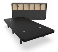 NALUI - Base Tapizada 90x200 cm de Acero con 6 patas de Altura 25cm, Gran Estabilidad con 5 Barras Transversales, Tejido 3D Transpirable y 4 Válvulas de Aireación | Fabricado en España | Negro