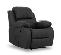 Nalui Sillón Relax Trevi Negro Reclinable 160º, 8 Motores Silenciosos, Calor Lumbar, 4 Zonas de Masaje y PU Anti-Cuarteo Black