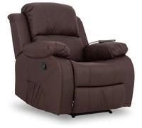 Nalui Sillón Relax Trevi Reclinable 160º, 8 Motores Silenciosos, Calor Lumbar, 4 Zonas de Masaje y PU Anti-Cuarteo Brown