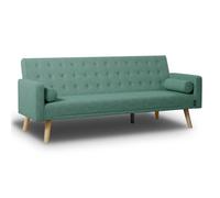 Nalui - Sofá Cama 3 Plazas Acolchado 203x82x78cm One Dots, 2 Cojines y Apertura Clic-Clac con Dif. Grados de Reclinación. Sofá Cama Chaise Longue con Patas de Madera Convertible en Cama Doble | Verde