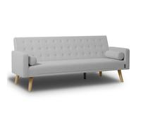 Nalui - Sofá Cama 3 Plazas Acolchado 203x82x78cm One Dots, 2 Cojines y Apertura Clic-Clac con Dif. Grados de Reclinación. Sofá Cama Chaise Longue con Patas de Madera Convertible en Cama Doble | Gris