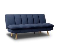 Nalui - Sofá Cama 3 Plazas Acolchado Extra 200x108x97cm Cloud Lines con Apertura Clic-Clac Y Doble Reclinación Lateral. Sofá Cama Chaise Longue, Patas de Madera Convertible en Cama Doble | Azul
