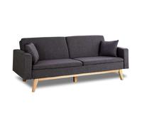 Don Descanso, Sofá Cama 3 plazas Reine, Tapizado en Tela, Sistema Apertura de Libro o Clic-clac, Medida sofá: 206x73x80cm, Medida Cama: 180x100cm, Incluye 2 Cojines, Gris Marengo
