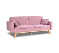 Don Descanso, Sofá Cama 3 plazas Reine, Tapizado en Tela, Sistema Apertura de Libro o Clic-clac, Medida sofá: 206x73x80 cm, Medida Cama: 180x100 cm, Incluye 2 Cojines, Rosa