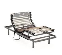 NALUI - Somier para Cama 75 x 180 cm con Patas ProCare, 11 Láminas Madera de Haya de 10 cm y Estructura de Acero. Somier Eléctrico Articulado en 5 Planos con Mando y Cursores para Regular la Firmeza