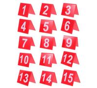 NAMOARLY 15 Piezas Marcador de Número de Mesa, Tarjetas para Poner la Mesa, Acrílico Rojo, Reutilizable, Fácil de Limpiar, para Recepción de Boda y Fiesta