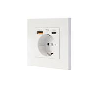 Nanocable Base enchufe pared Schuko 10.35.0011 – 1 Schuko, USB-A QC3.0, USB-C PD 3.4A, Blanco