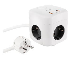 Nanocable Base de enchufe con 3 USB c/ interruptor