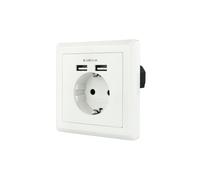 Nanocable Enchufe de pared Schuko con 2 puertos USB 2.4A