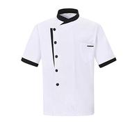 Nanxson Chaqueta de chef unisex Hotel/Cocina manga larga Ropa de trabajo Uniforme Chef Coat Blanco CFM0016 (Manga corta, S)
