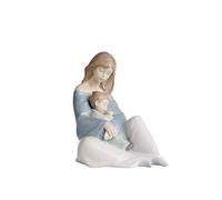 NAO El Lazo Más Fuerte. Figura Decorativa de Maternidad en Porcelana Brillo. Escultura Ornamental de Madre con Niño en Brazos para Decoración del Hogar