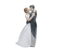 NAO Unidos para Siempre. Figura Decorativa Pareja de Novios en Porcelana Brillo. Figurita Ornamental de Recien Casados en Colores Blanco y Gris para Decoración del Hogar