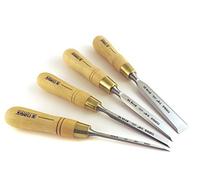 Narex Juego de 4 cinceles de acero checo de alta calidad True Imperial de 1/20.3 cm, 3/20.3 cm, 5/20.3 cm, 7/20.3 cm con asas de haz de cuernos 863253