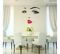 Naroote Beautiful Woman Face Wall Sticker Removable Art Decal for Home
