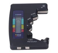 Naroote Comprobador de Batería Digital con Pantalla LCD para Pilas de Botón de 1,5 V y 9 V, Diseño ABS Respetuoso con el Medio Ambiente (BLACK)
