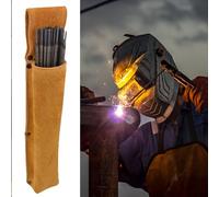 Naroote Soporte para Varilla de Soldadura de Piel de Vaca, Bolsa de Soporte de Cuero Retardante, Herramienta de Cintura Antiescaldaduras con Almacenamiento Conveniente, Ideal para Hardware de Soldador