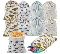 NAROSEBE 12 Pcs Bolsas De Algodón Lino con Cordón 25 * 32cm Bolsitas de Tela Bolsas de Arpillera Regalo para Regalos Saquitos de Tela con Patrón