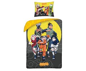 Naruto 5 Personajes Kakashi Sasuke Sakura Funda Nórdica Cama 90 140x200 | Ropa de cama reversible | Algodón natural multicolor | Manga oficial | Adolescente | Regalo | Lavable a máquina
