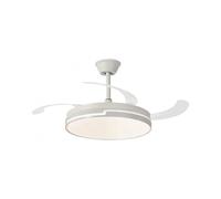 NARVI Ventilador de techo Blanco, con 3 Palas retráctiles transparentes, Motor DC 30W, Luz LED 45W, Regulable en intensidad de luz y Tonalidad. Con Memoria Y Mando a distancia. REF. BRASIL 7030 WH