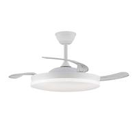 NARVI Ventilador de techo Blanco, Palas retráctiles,Motor DC, Luz LED Regulable y Memoria. Mando a distancia. REF RONDA 1661 WH