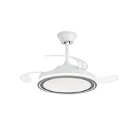 NARVI Ventilador de techo color Blanco con el interior Gris,de Ø50 cm, Palas retráctiles,Motor DC ,LED Regulable y Memoria.Con Mando. Ref. JAMAICA 8941 WH+GR
