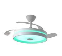 NARVI Ventilador de techo color blanco, con RGB y BLUETOOTH, 3 Palas Retráctiles ,Motor DC 30W , Luz LED Regulable en intensidad y Color de luz. Con Memoria, Mando y APP Móvil. Ref. CANNES 7189 RGB