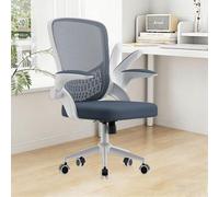 naspaluro Silla de Oficina, Silla de Oficina Ergonómica con Brazos Abatibles 90°, Soporte Lumbar de Diseño Exclusivo, Tapicería de Malla Transpirable, Silla de Escritorio Giratoria 360°, Gris Azulado