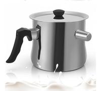 Nastopee Cazo de Leche con Tapa, 1.5L Cazo de Pared Doble, Cazo Inducción con Verterdor y Tapa, Cazo para Baño María de Acero Inoxidable para Gas, Eléctrico e Inducción