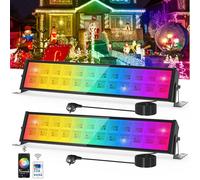 NATPOW Foco LED RGB Exterior 72W, 2 Paquetes Foco LED Colore con APP y Mando, 16 Millions Colore 20 Modos Barra de Luz LED, IP65 Resistente para Bar, Jardín, Fiesta, Navidad, Halloween
